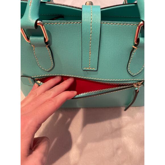 NEW DOONEY & BOURKE Saffiano Leather Top Handle Satchel Bag Top Handle Mint - Picture 10 of 16